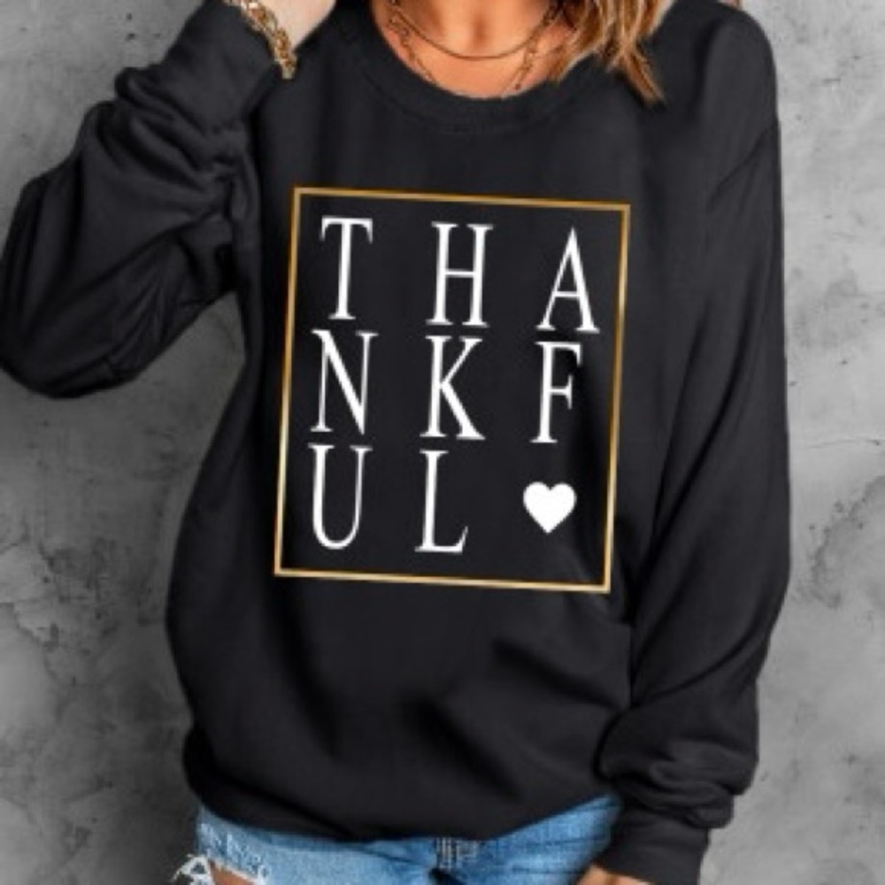 Black Thankful Sweater